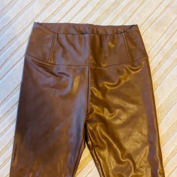 7 For All Mankind Brown Faux Leather Leggings - Picture 2 of 4